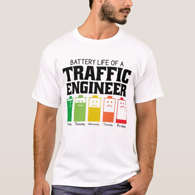 T-shirt Durée De Vie De La Batterie D'Un Ingénieur De Traf (Devant)