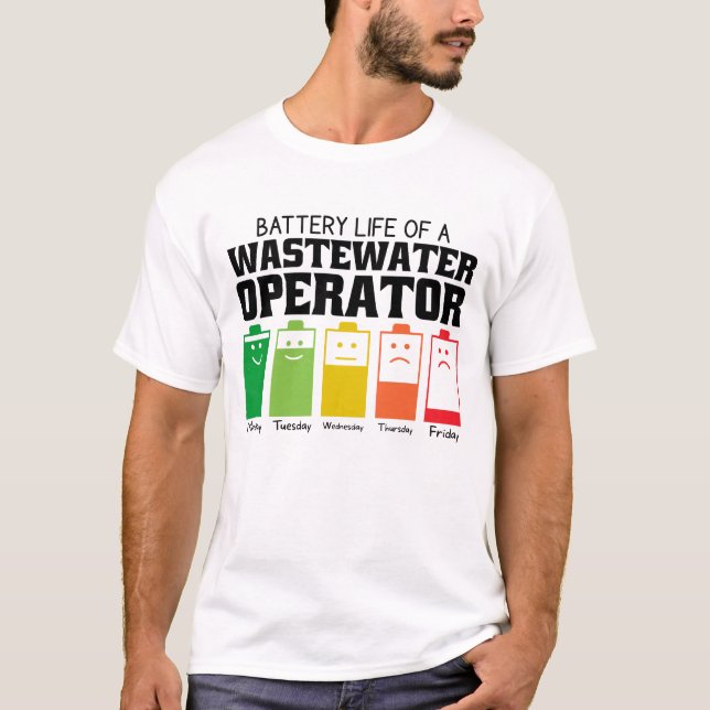 T-shirt Durée De Vie De La Batterie D'Un Opérateur D'Eaux  (Devant)