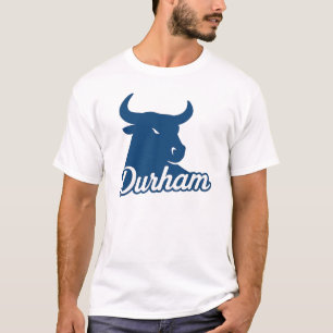 T-shirt Durham Bull Head Logo - Bold Blue Script City