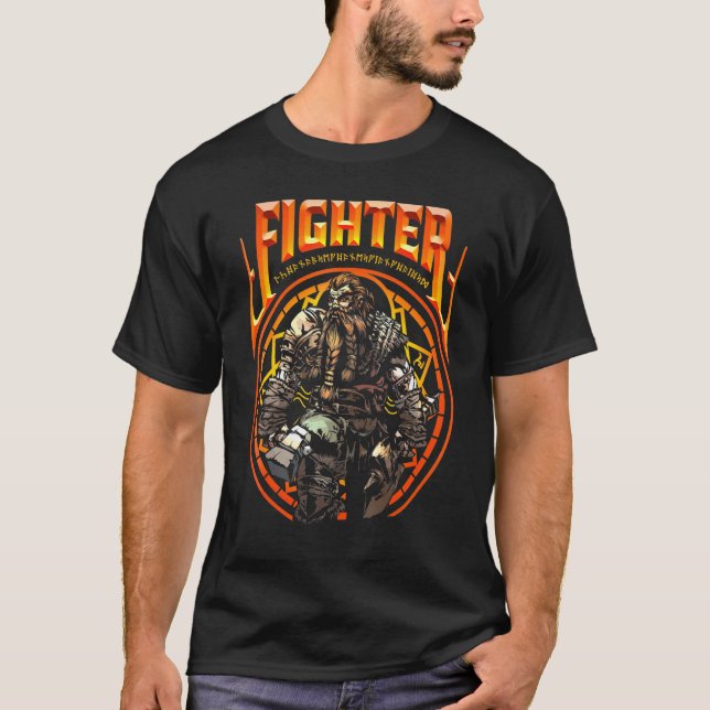T-shirt Dwarven Fighter Imaginaire Rpg Dungeons Roleplay D (Devant)