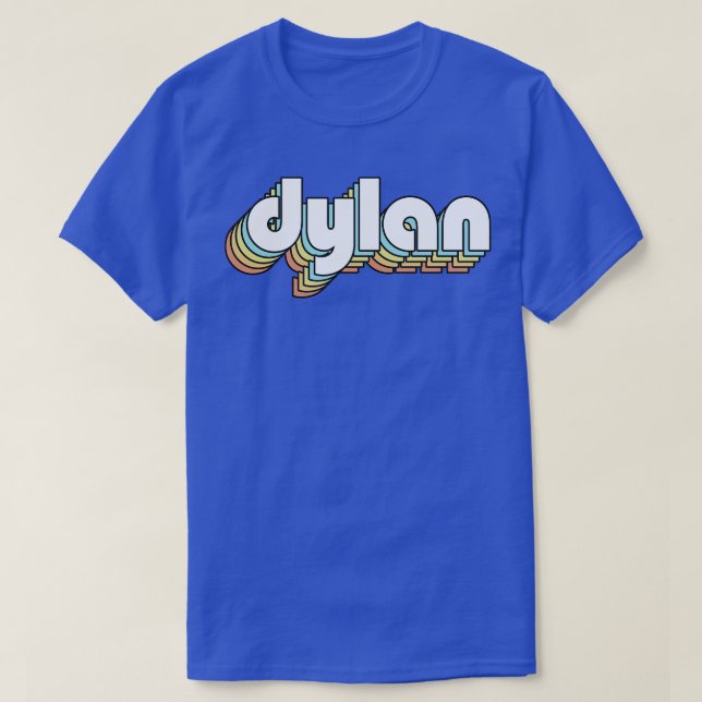 T-shirt Dylan Retro Typographie arc-en-ciel style défraîch (Design devant)