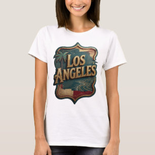 T-shirt Dynamic Gold LOS ANGELES Texte 3D Artistique