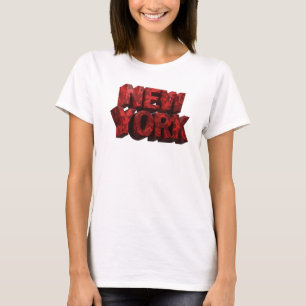 T-shirt Dynamique Rouge NEW YORK Texte 3D Art