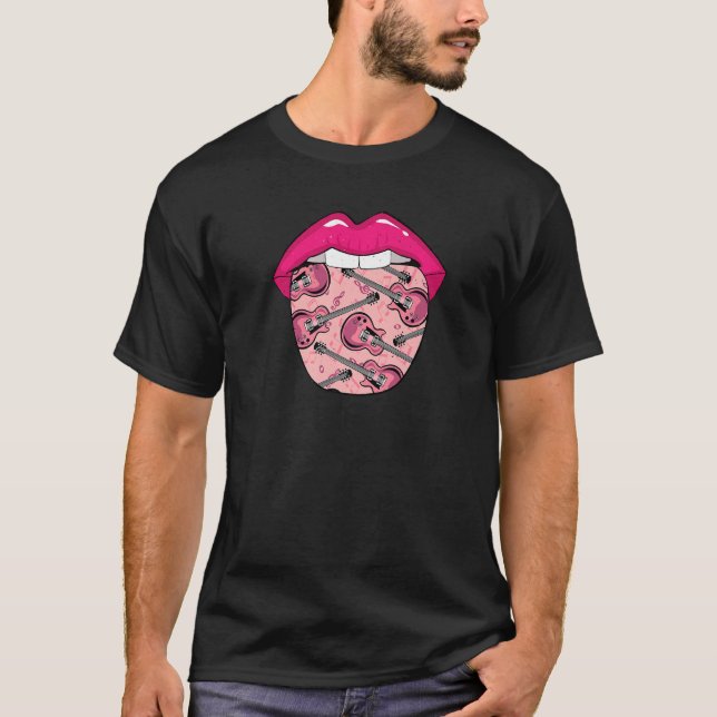 T-shirt E Guitare Tongue Guitariste Guitare Electrique Gui (Devant)