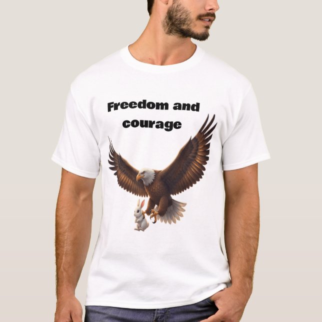 T-shirt Eagle Carrying Bunny – Inspirational Freedom Desig (Devant)