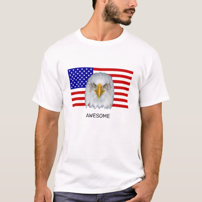 T-shirt Eagle et drapeau américain (Devant)