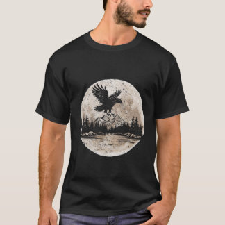 T-shirt Eagle Moon Forest Mountain Nature Lover Outdoor Hi