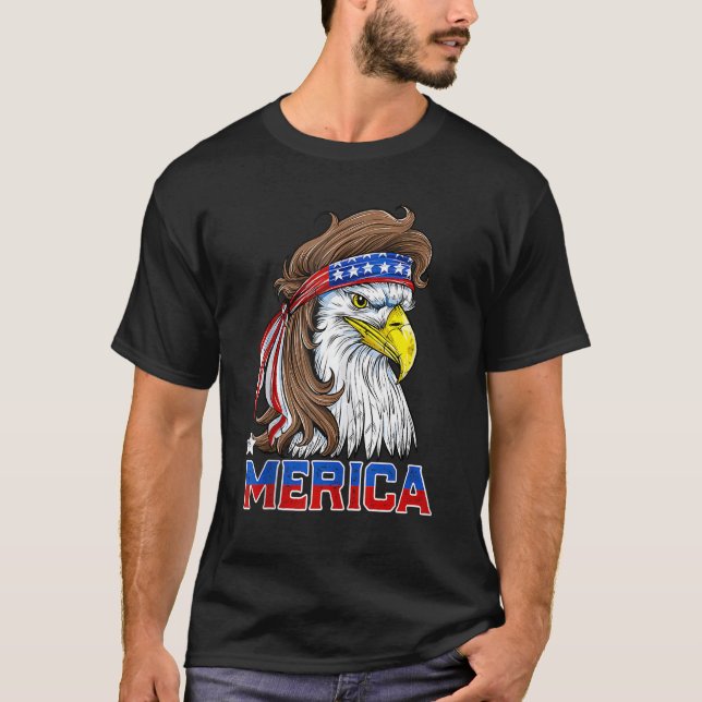 T-shirt Eagle Mullet 4 juillet États-Unis Drapeau américai (Devant)