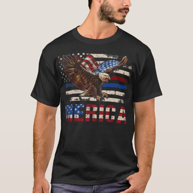 T-shirt Eagle Mullet 4 juillet Patriotique USA Amérique (Devant)