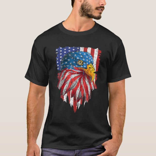 T-shirt Eagle Mullet Merica Hommes 4 juillet drapeau améri (Devant)