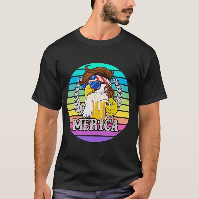 T-shirt Eagle Mullet Merica Mens Beer 4 juillet (Devant)