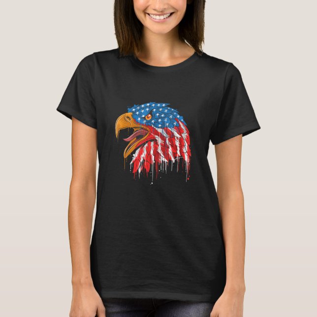 T-shirt Eagle USA Flag Veteran Independence Day Patriotic  (Devant)