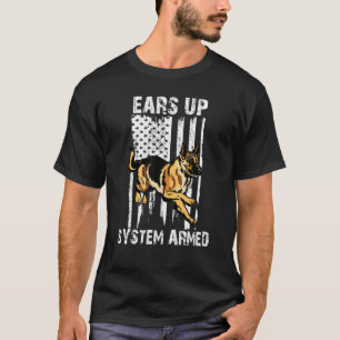 T-shirt Ears Up System Armed German Shepherd Police Dog