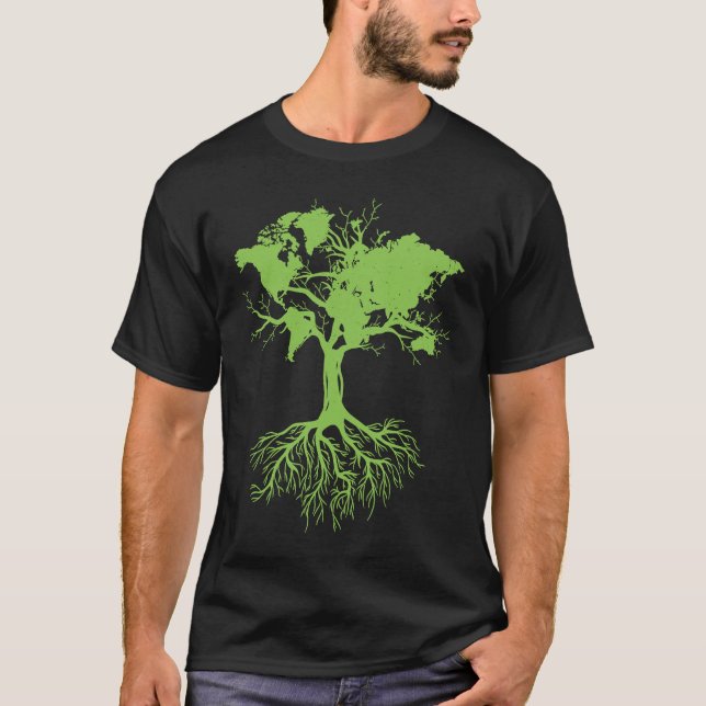 T-shirt Earth Day  Cute World Map Tree Pro Environment Pla (Devant)