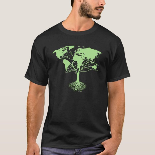 T-shirt Earth Day World Map Tree (Devant)