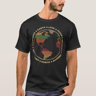 T-shirt Earth Love Paix Égalité Liberté Bonheur humain