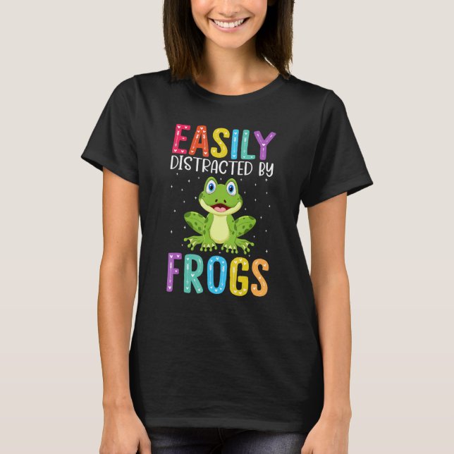T-shirt Easily Distracted By Frogs  Frog (Devant)