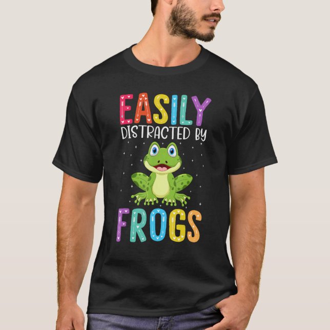 T-shirt Easily Distracted By Frogs  Frog (Devant)