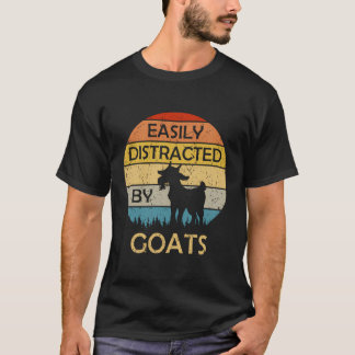 T-shirt Easily Distracted by Goats Retro Vintage Funny Goa