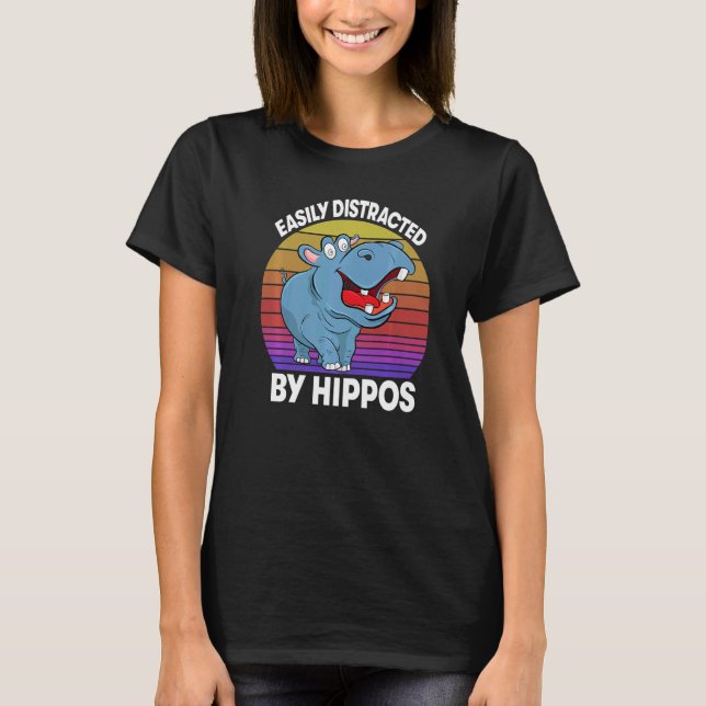 T-shirt Easily Distracted By Hippo  Women Hippopotamus Par (Devant)