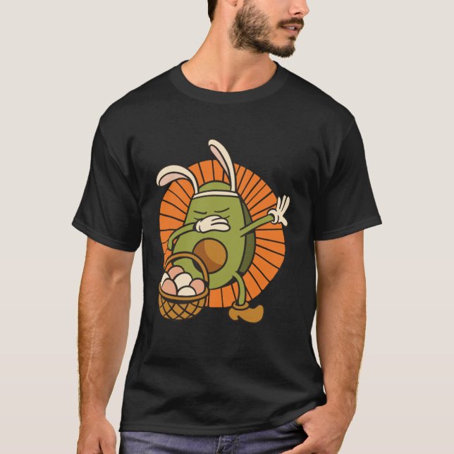 T-shirt Easter Bunny Avocado with Rabbit Ears and Basket o (Devant)