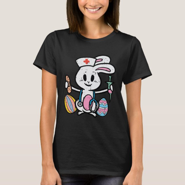 T-shirt Easter Bunny Nurse Stethoscope Cute Rabbit Scrub T (Devant)