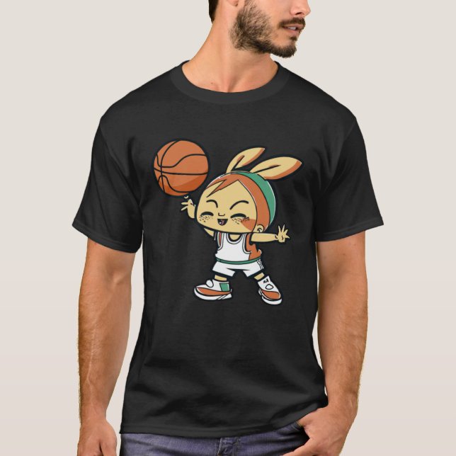 T-shirt Easter Bunny Playing Basketball Basketball Easter (Devant)
