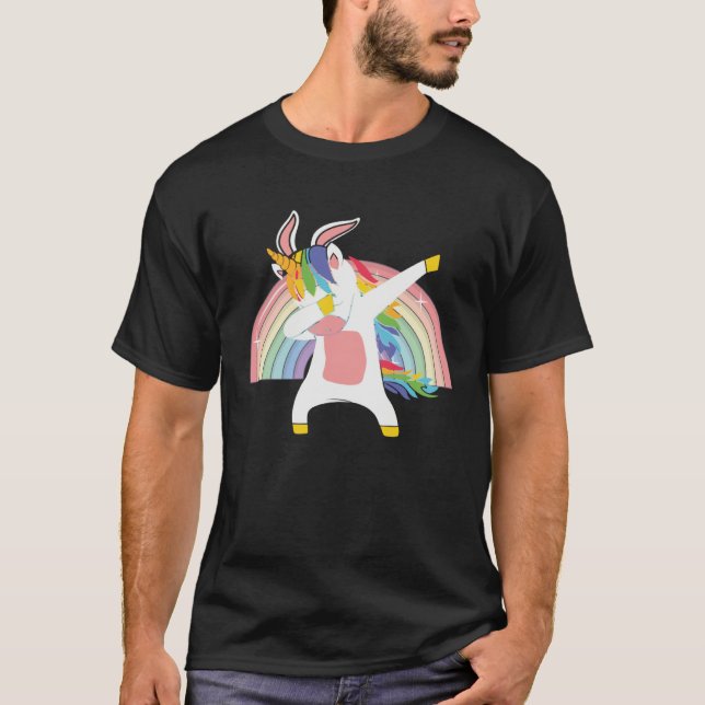 T-shirt Easter corn dabbing unicorn easter day (Devant)