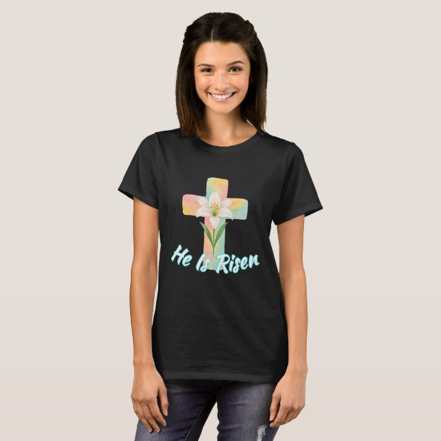 T-shirt Easter Cross He Is Risen (Devant entier)
