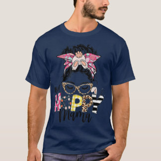 T-shirt Easter Day One Hoppy Mama Bunny Messy Bun 