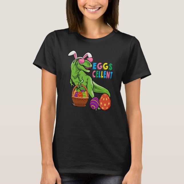 T-shirt Easter Dinosaur Bunny rex Boys Girls Kids Eggs Cel (Devant)