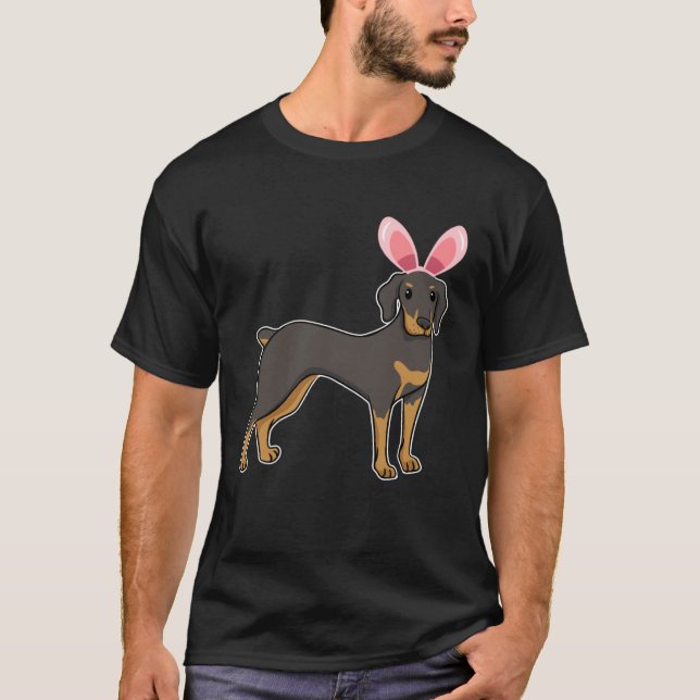 T-shirt Easter Egg Hunt Bunny Ear Doberman Easter Day 2023 (Devant)