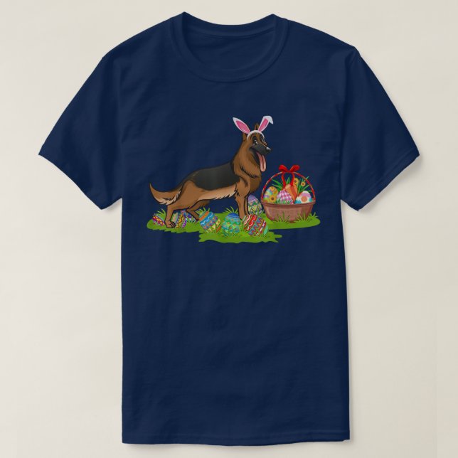 T-shirt Easter Egg Hunting Bunny German Shepherd Dog Easte (Design devant)