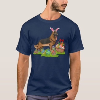 T-shirt Easter Egg Hunting Bunny German Shepherd Dog Easte