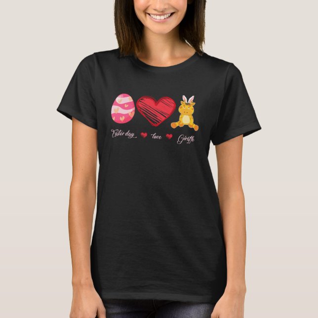 T-shirt Easter Egg Love Giraffe Bunny Animal Pet  Day (Devant)