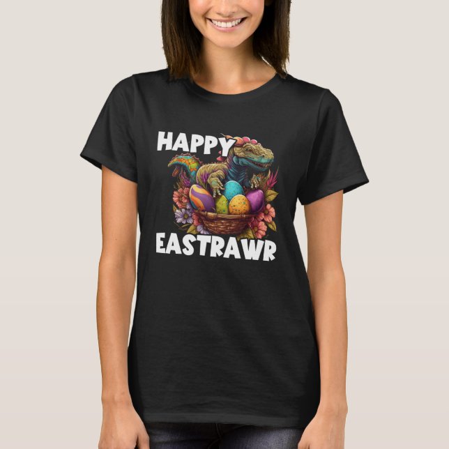 T-shirt Easter Eggs Rex Dino Happy Easter Day Happy Easter (Devant)