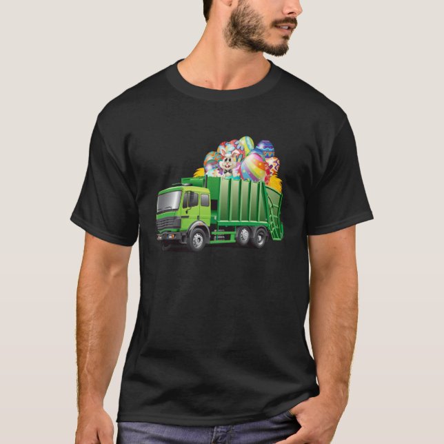 T-shirt Easter Garbage Truck Eggs Funny Easter Day For Boy (Devant)