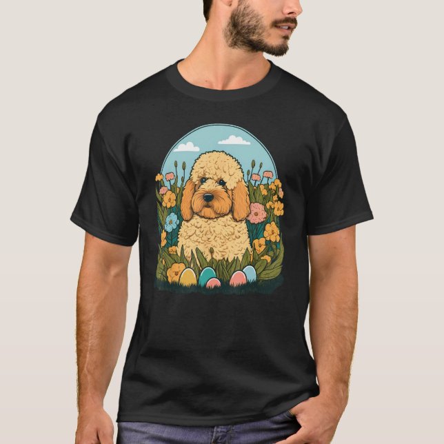 T-shirt Easter Goldendoodle Bunny Eggs Dog on Easter Golde (Devant)