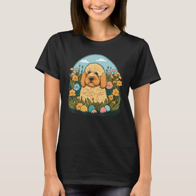 T-shirt Easter Goldendoodle Bunny Eggs Dog on Easter Golde (Devant)
