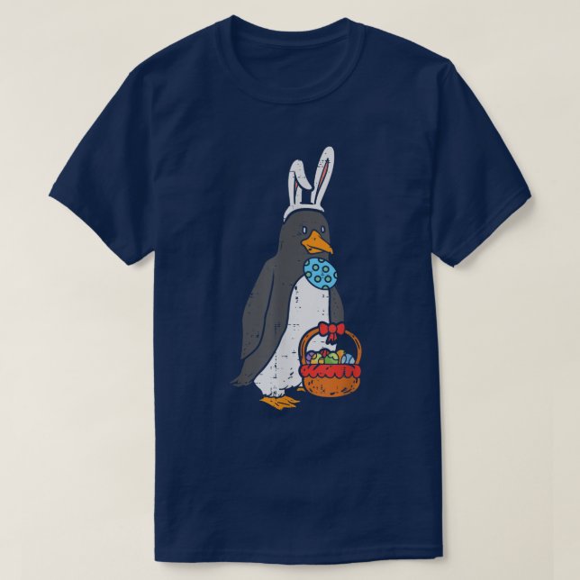 T-shirt Easter Penguin Bunny Eggs Basket Cute Animal Men W (Design devant)