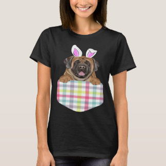 T-shirt Easter Plaid Mastiff Bunny Dog In Pocket