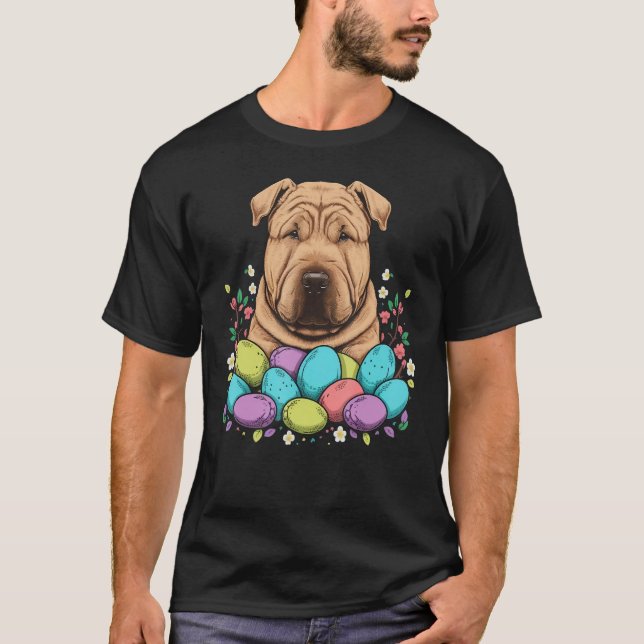 T-shirt Easter Shar Pei Bunny Eggs Dog on Easter Shar Pei (Devant)