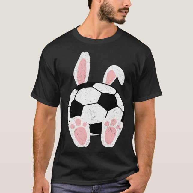 T-shirt Easter Soccer  Bunny Ears Ball Cute Rabbit Sport (Devant)