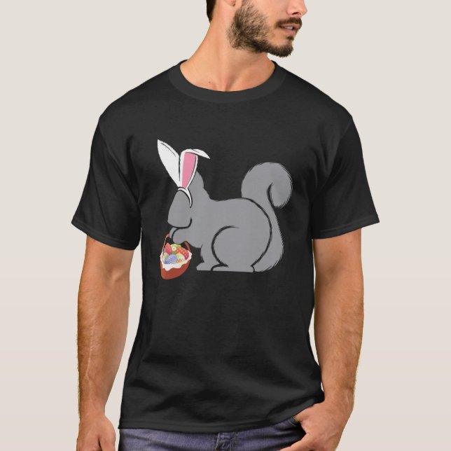 T-shirt Easter Squirrel  Bunny Basket Egg Hunting Spring (Devant)