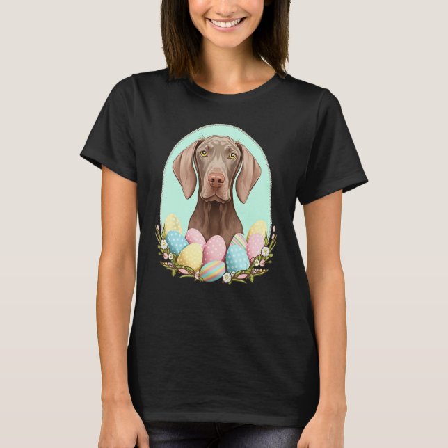 T-shirt Easter Weimaraner Bunny Eggs Dog on Easter Weimara (Devant)