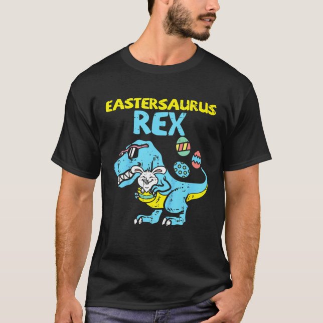 T-shirt Eastersaurus Rex Trex Easter Bunny Dino Boys Kids  (Devant)
