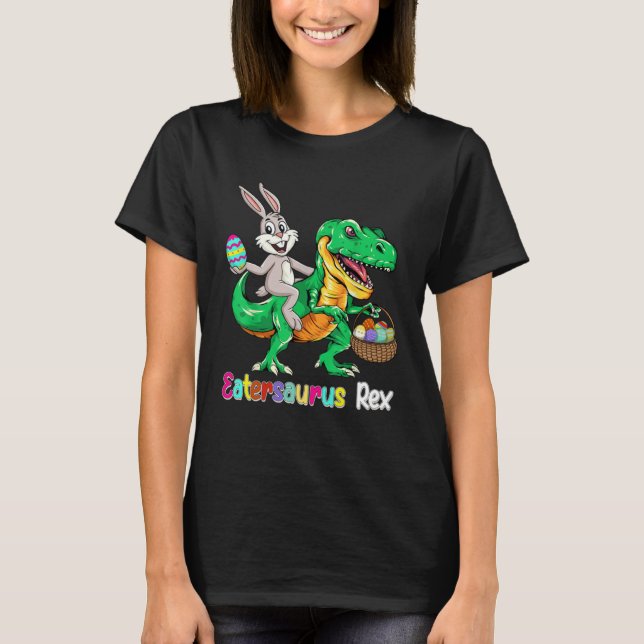 T-shirt Eastersaurus Rex Trex Easter Bunny Dino Boys Kids  (Devant)