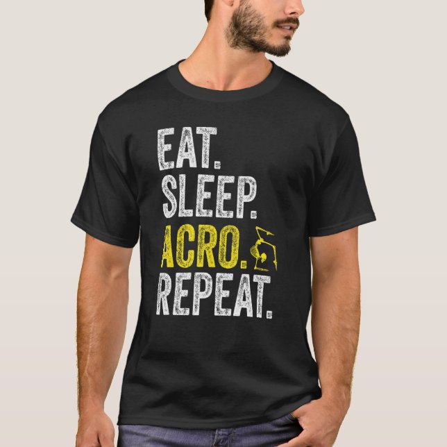 T-shirt Eat Sleep Acro Repeat Acrobat Gymnastics Funny Ske (Devant)