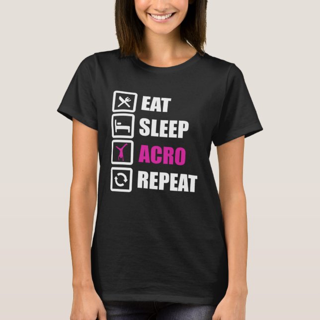T-shirt Eat Sleep Acro Repeat for Gymnastics (Devant)