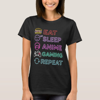 T-shirt Eat Sleep Anime Gaming Repeat Gamer Men Teen Boy G